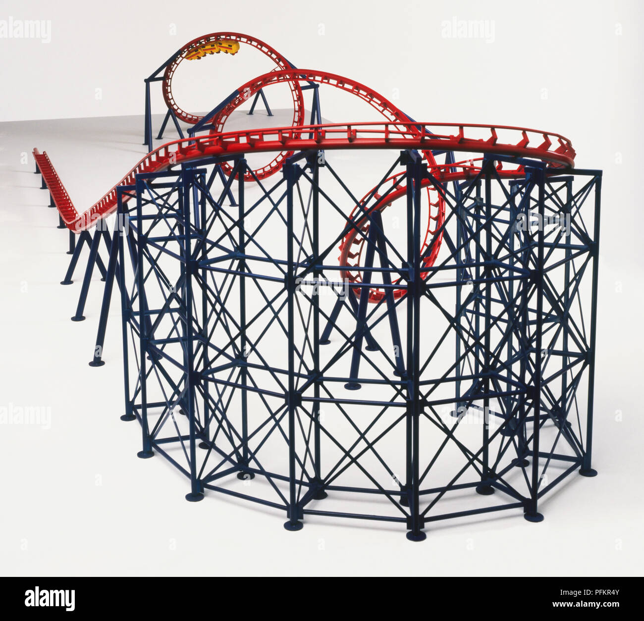 Structural model of roller coaster ride, high angle view Stock Photo