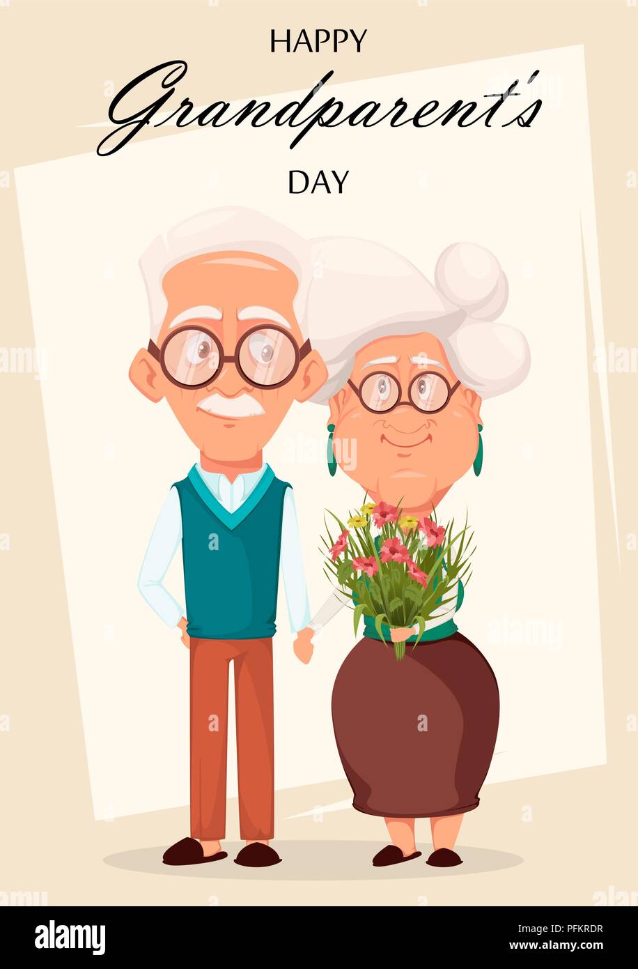 Grandparents day greeting card. Grandmother and grandfather together ...