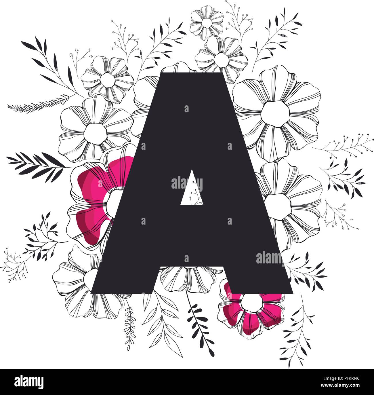 letter a with floral decoration stock vector image art alamy