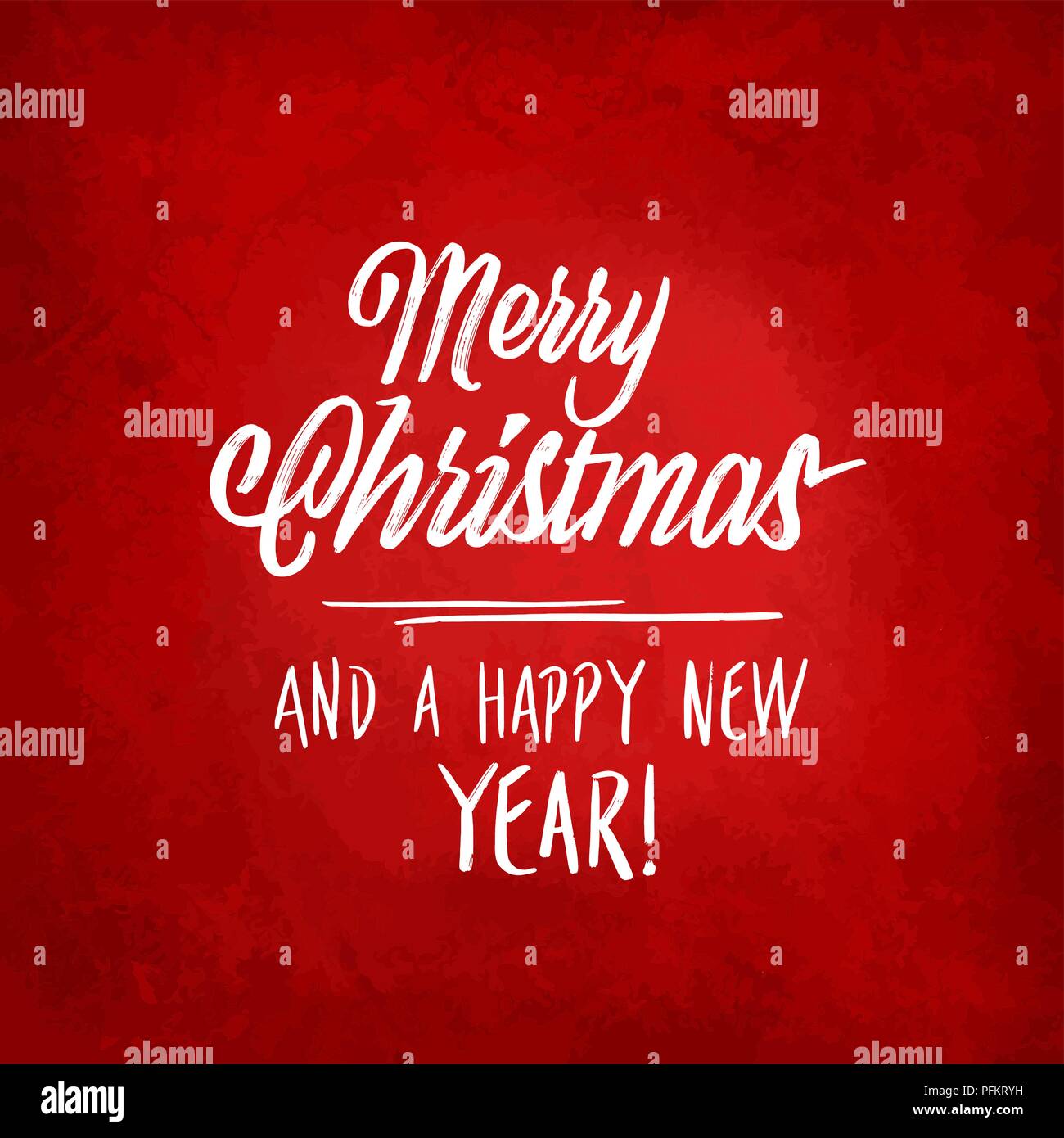 Merry christmas and a happy new year lettering on red background. Hand ...