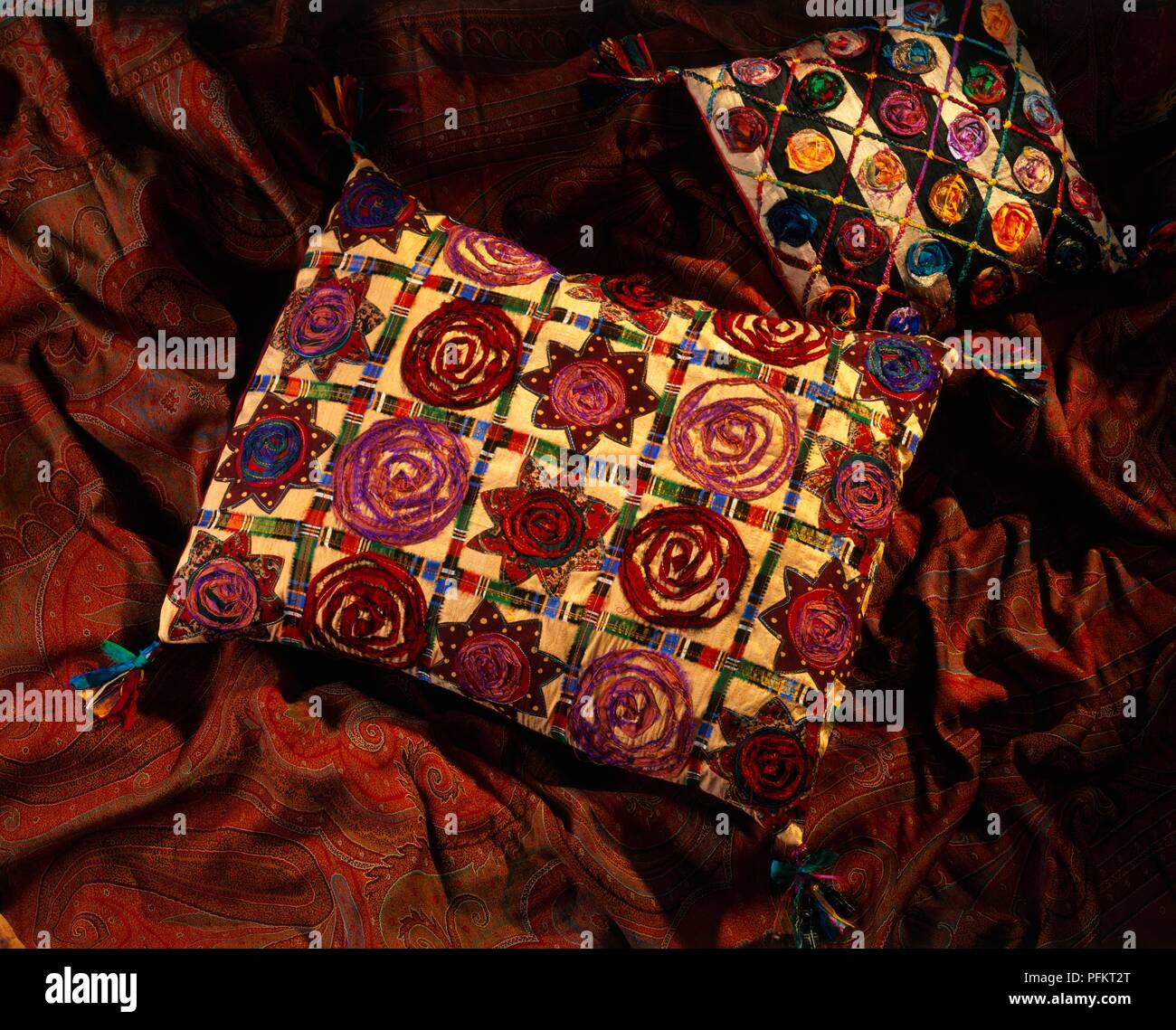 Decorative floral pattern cushions Stock Photo