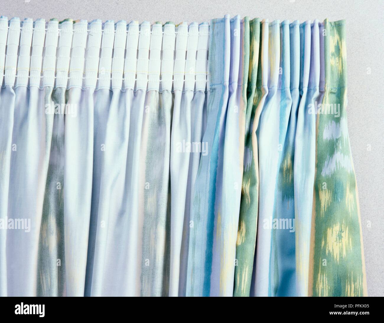 Pencil pleating on curtain heading, close-up Stock Photo