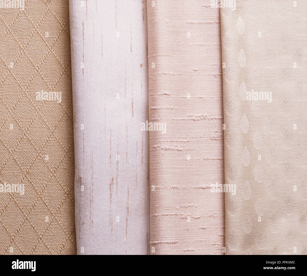Four types of cream coloured jacquard fabrics Stock Photo Alamy