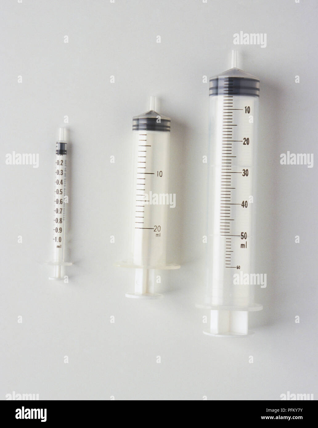 Three different size syringes Stock Photo Alamy