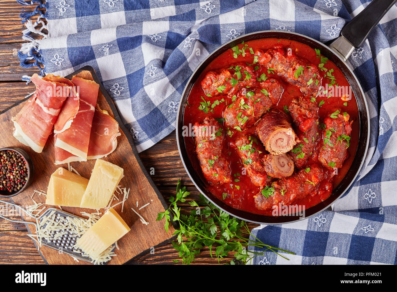 delicious Italian Braciole beef steak rolls filled with sliced
