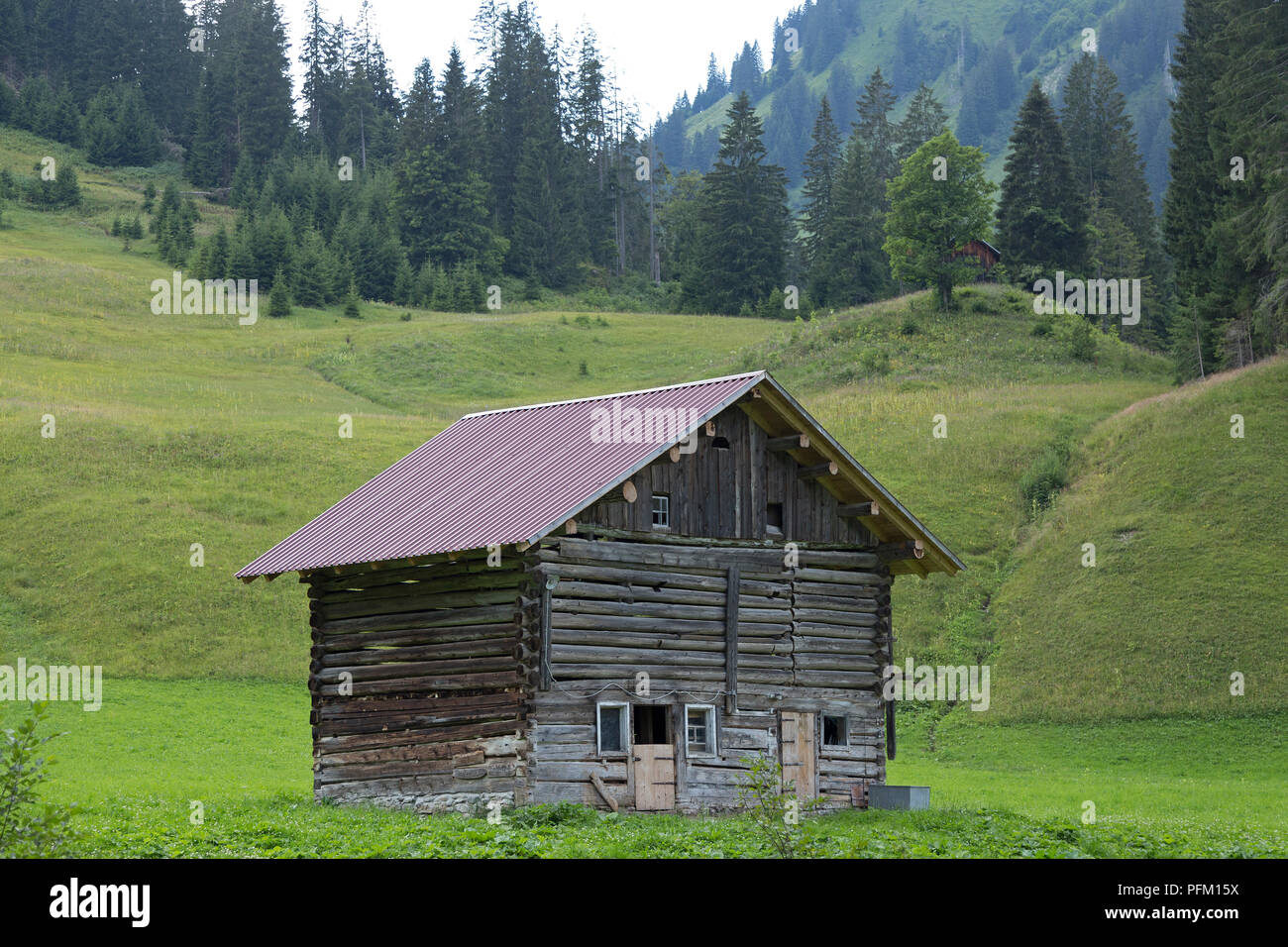 barn near Baad, little Walser valley, Austria Stock Photo