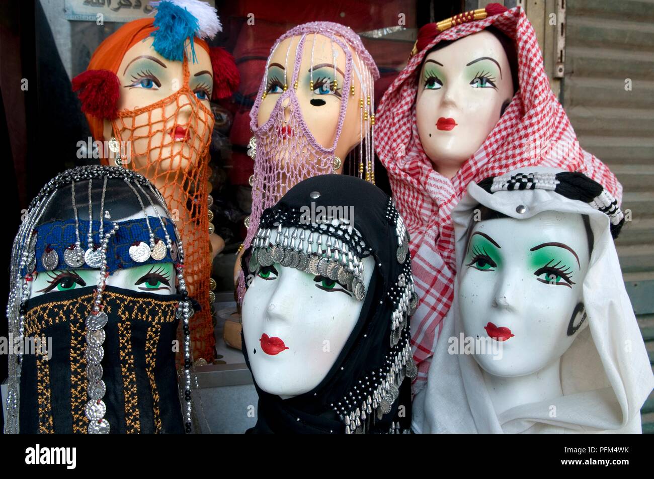 Egypt, Cairo, headscarves and veils on mannequin heads Stock Photo Alamy