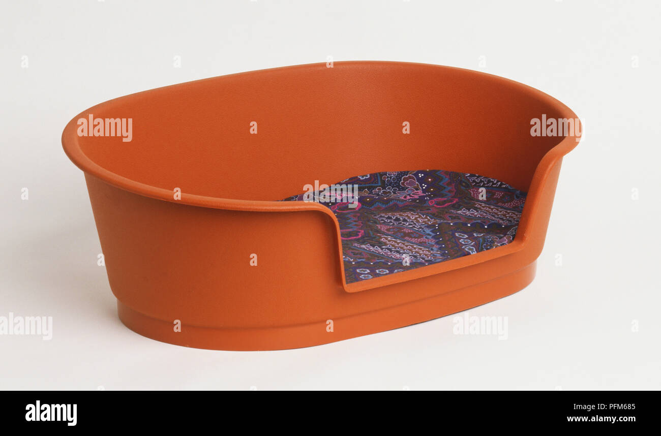 Chew-proof dog basket lined with mattress. Stock Photo