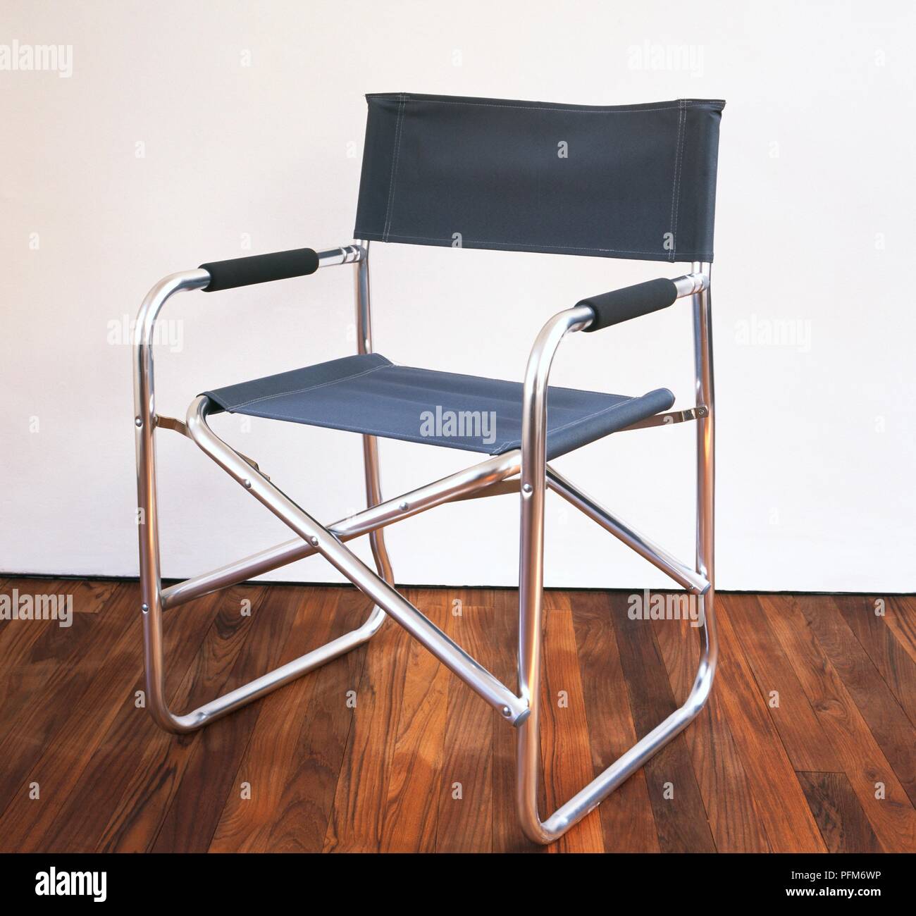 Canvas and aluminium folding chair Stock Photo