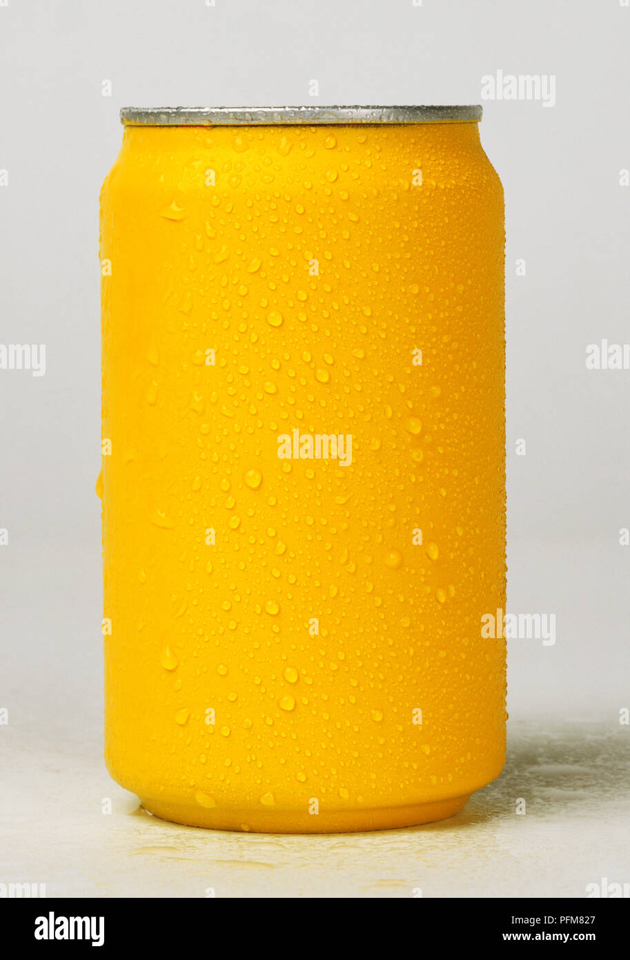 Download Yellow Drinks Can With Condensation Stock Photo Alamy Yellowimages Mockups