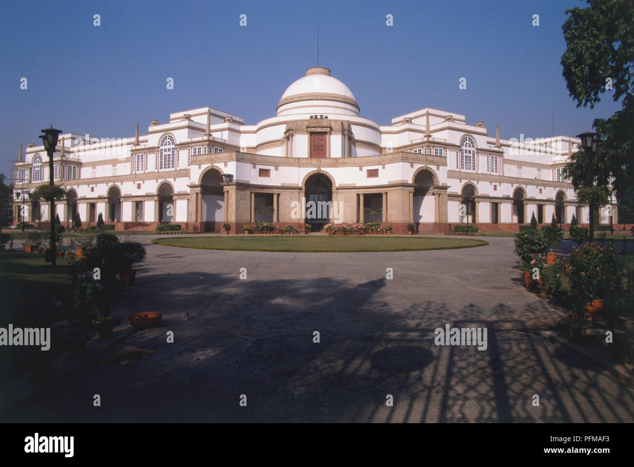 India, New Delhi, Neo-Classical frontage of Hyderabad House, architecture introduced during the British Raj. Stock Photo