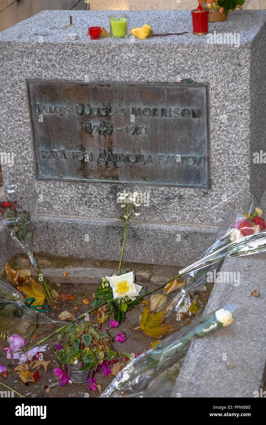 Jim Morrison grave at Pere Lachaise cemetary in Paris, France Stock Photo