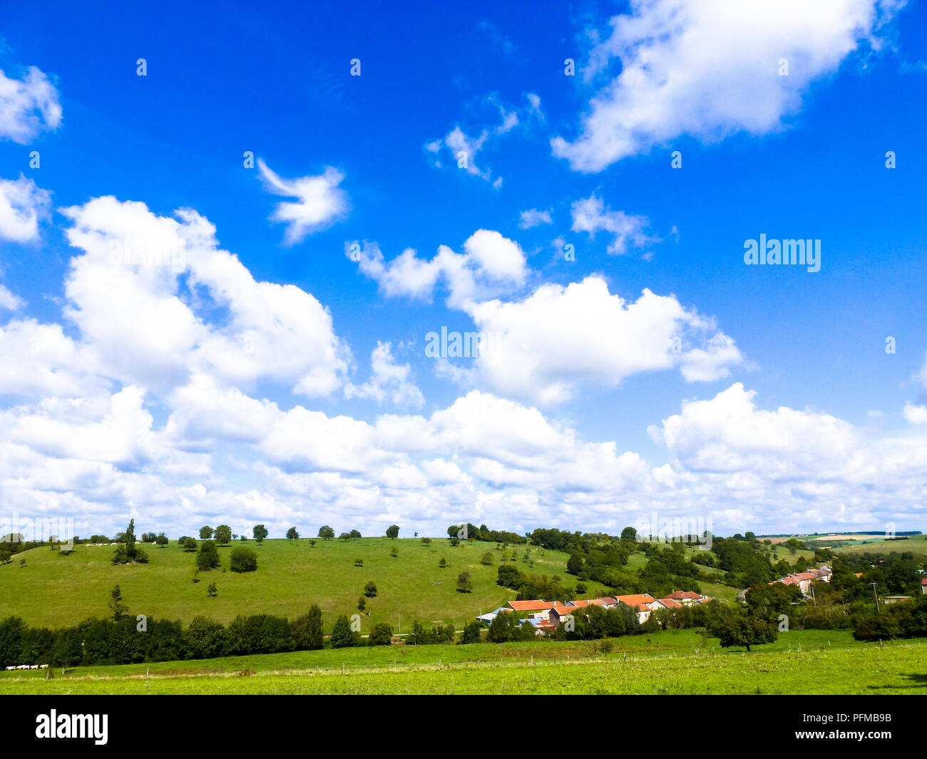 farmland with village in Argonne, France Stock Photo Alamy