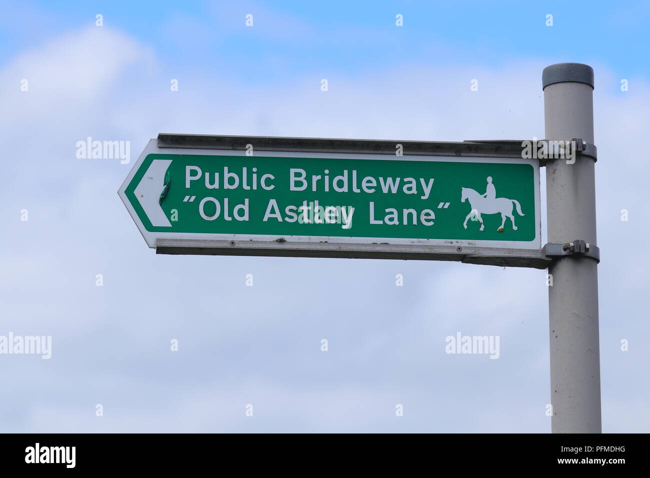 Public Bridleway sign on Old Astley Lane in Swillington Stock Photo Alamy