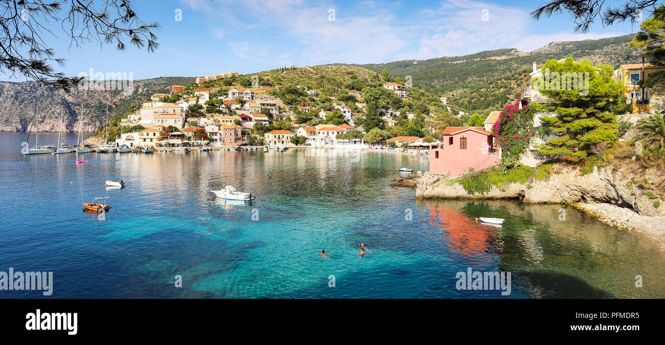Assos on the Island of Kefalonia in Greece Stock Photo