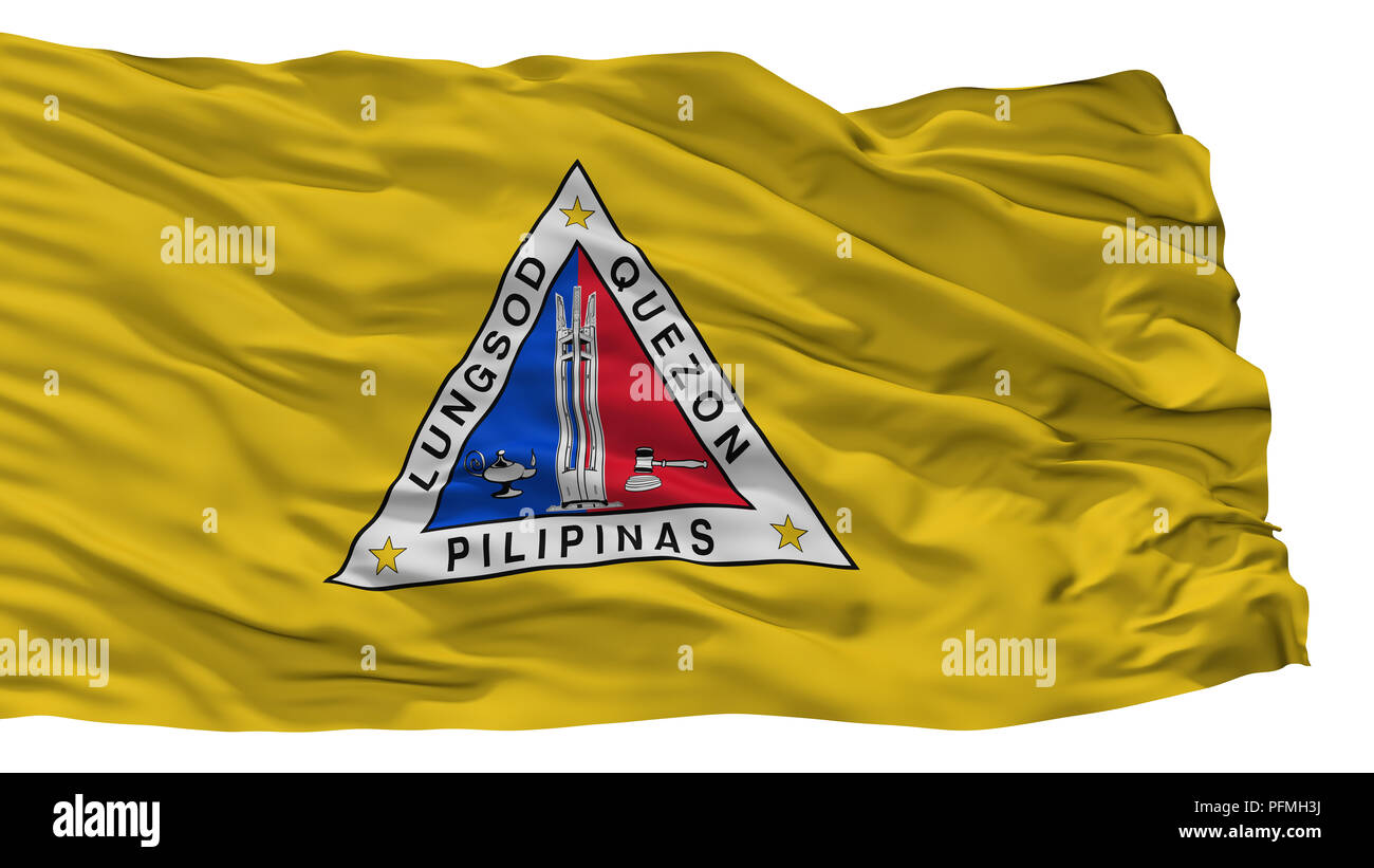 Quezon City Flag, Philippines, Isolated On White Background Stock Photo