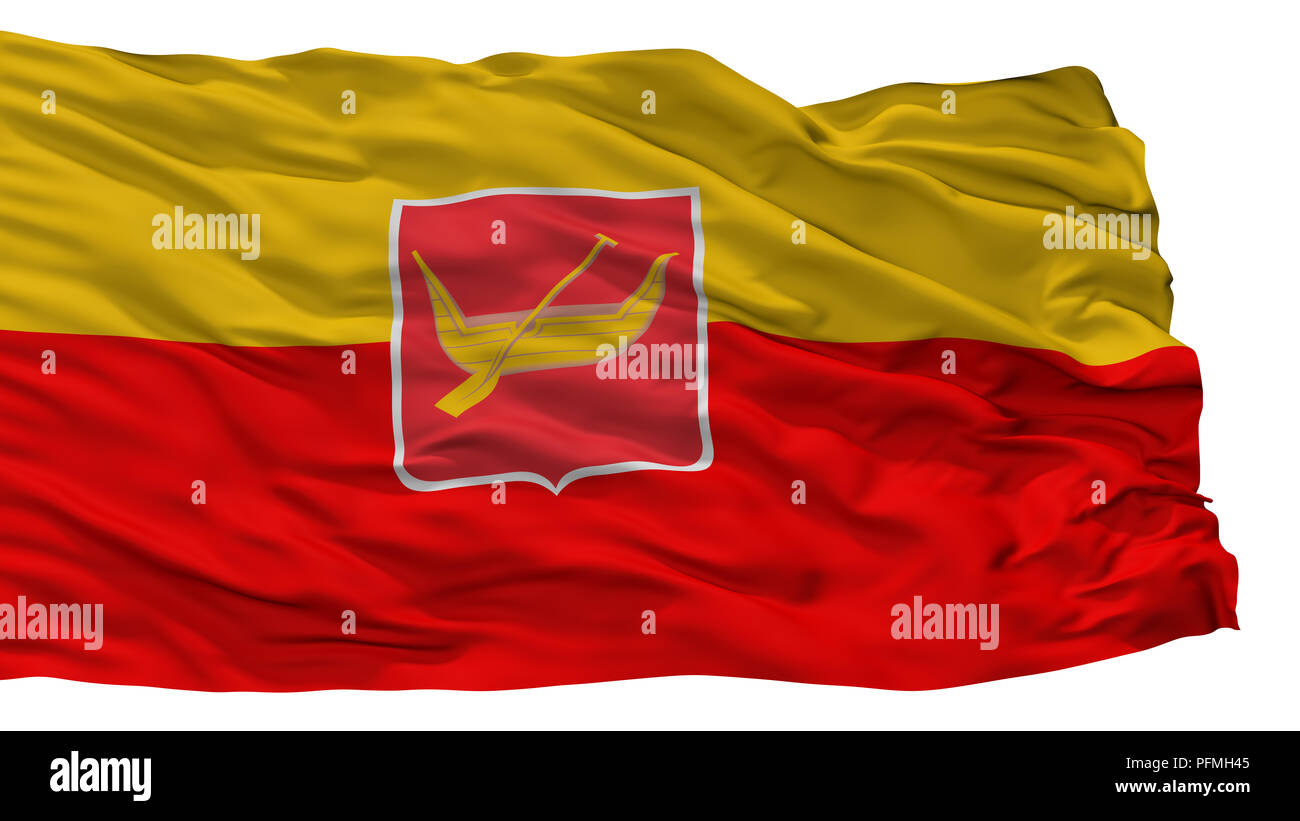 Lodz City Flag, Poland, Isolated On White Background Stock Photo