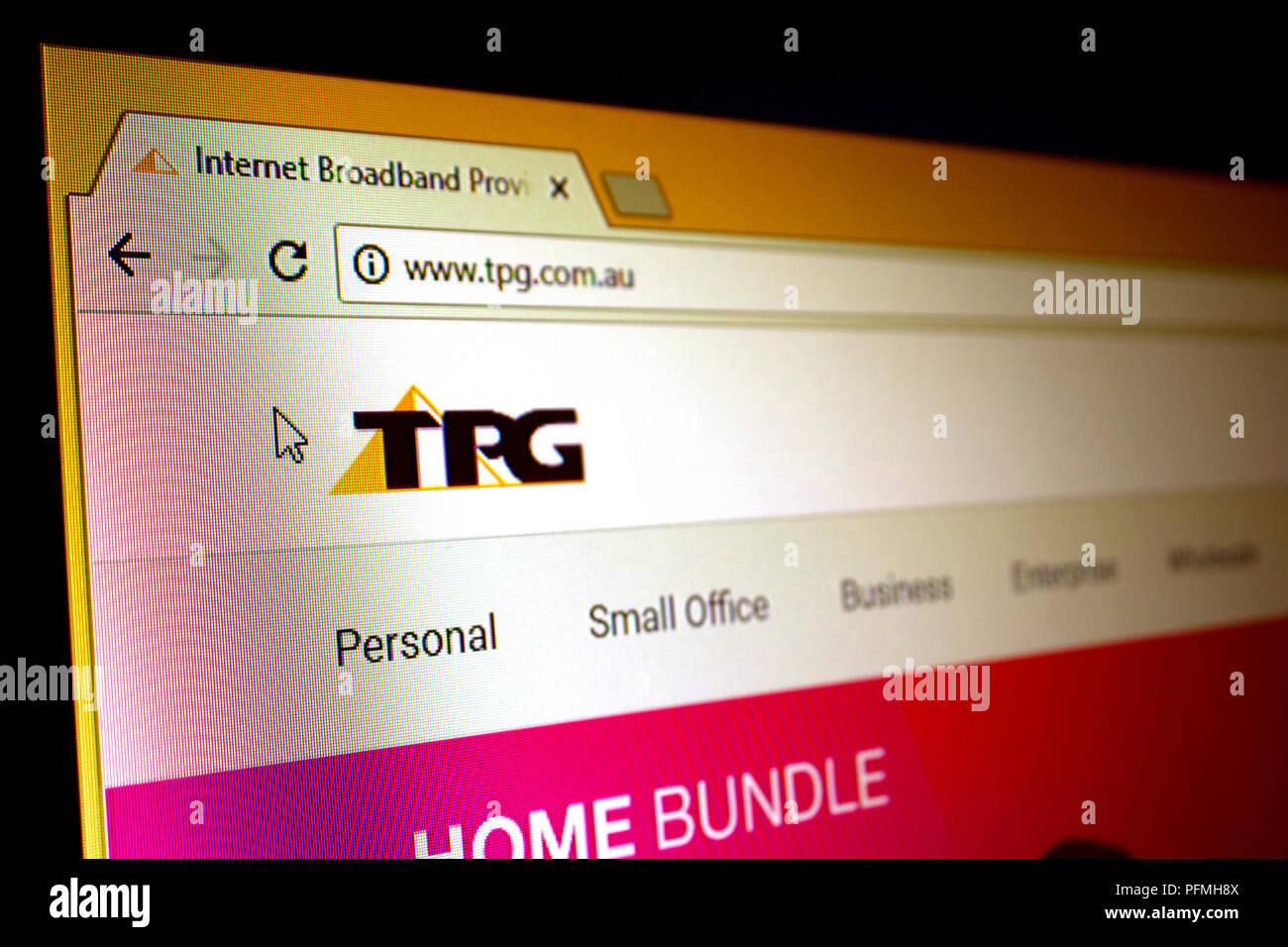 TPG communications services Website Stock Photo