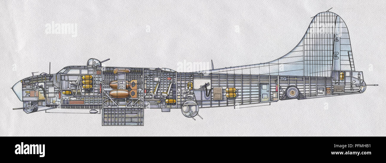 Interior Sectioned View Of B 17g Flying Fortress Bomber C 1943 Stock Photo Alamy