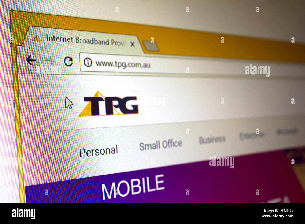 TPG communications services Website Stock Photo