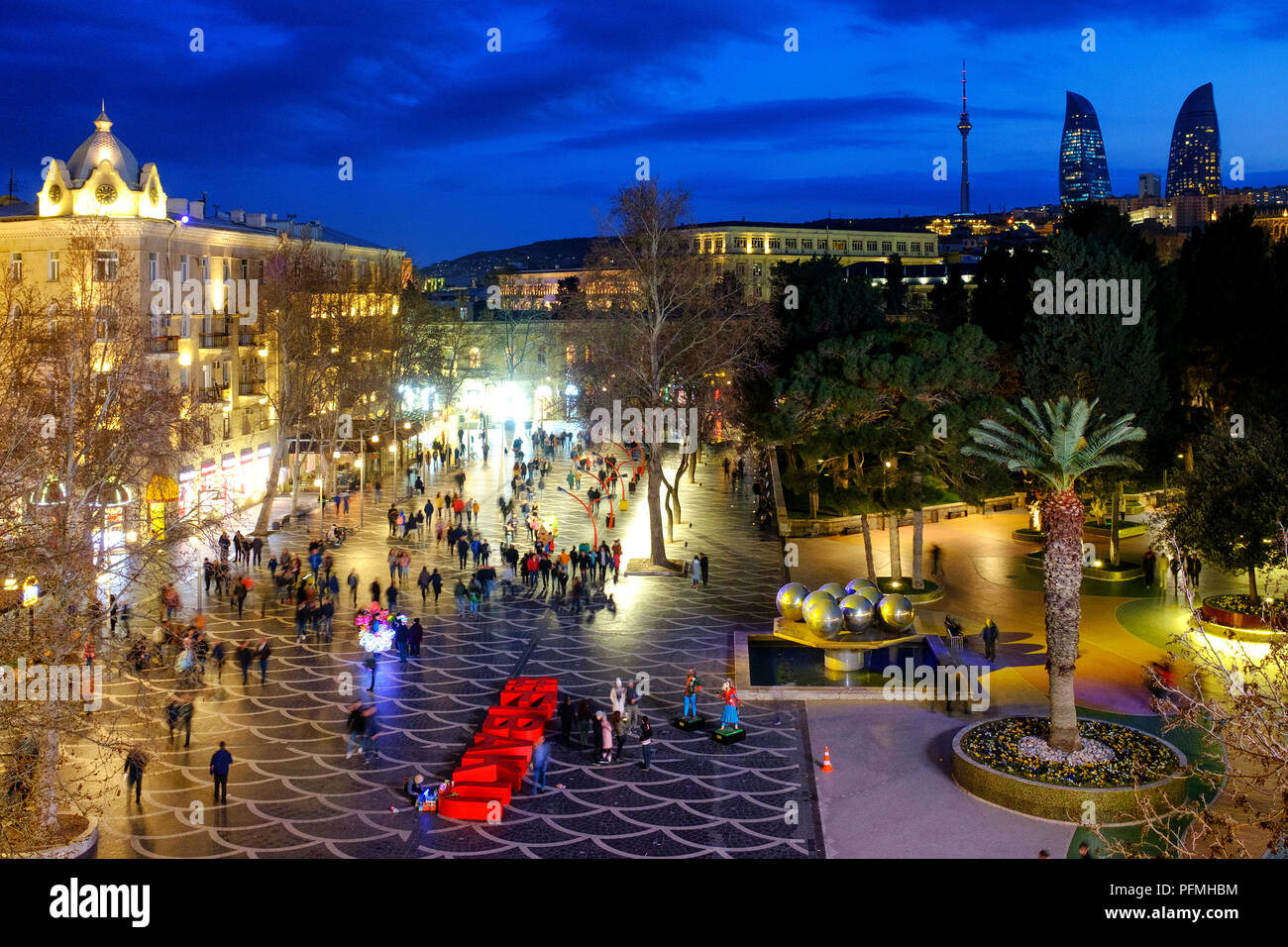 Fountains Square, Baku, Azerbaijan Stock Photo