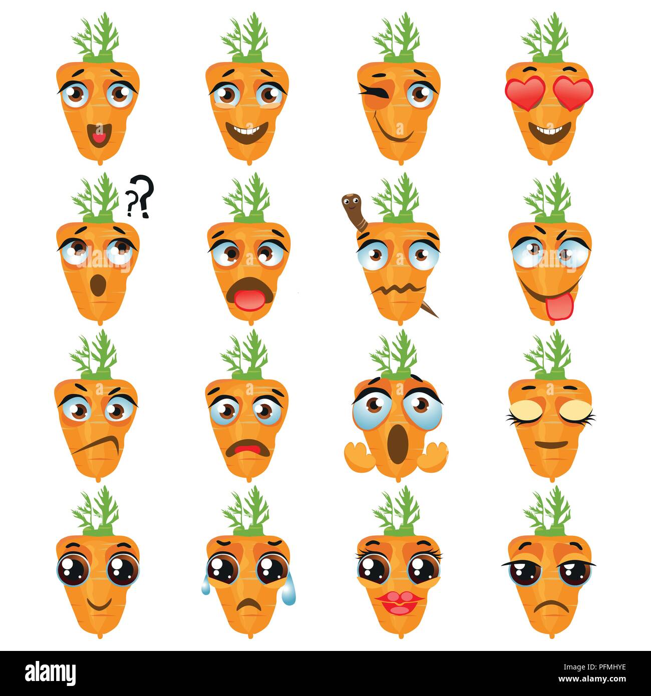 Carrot Emoji Emoticon Expression. Funny cute food Stock Vector Image & Art Alamy