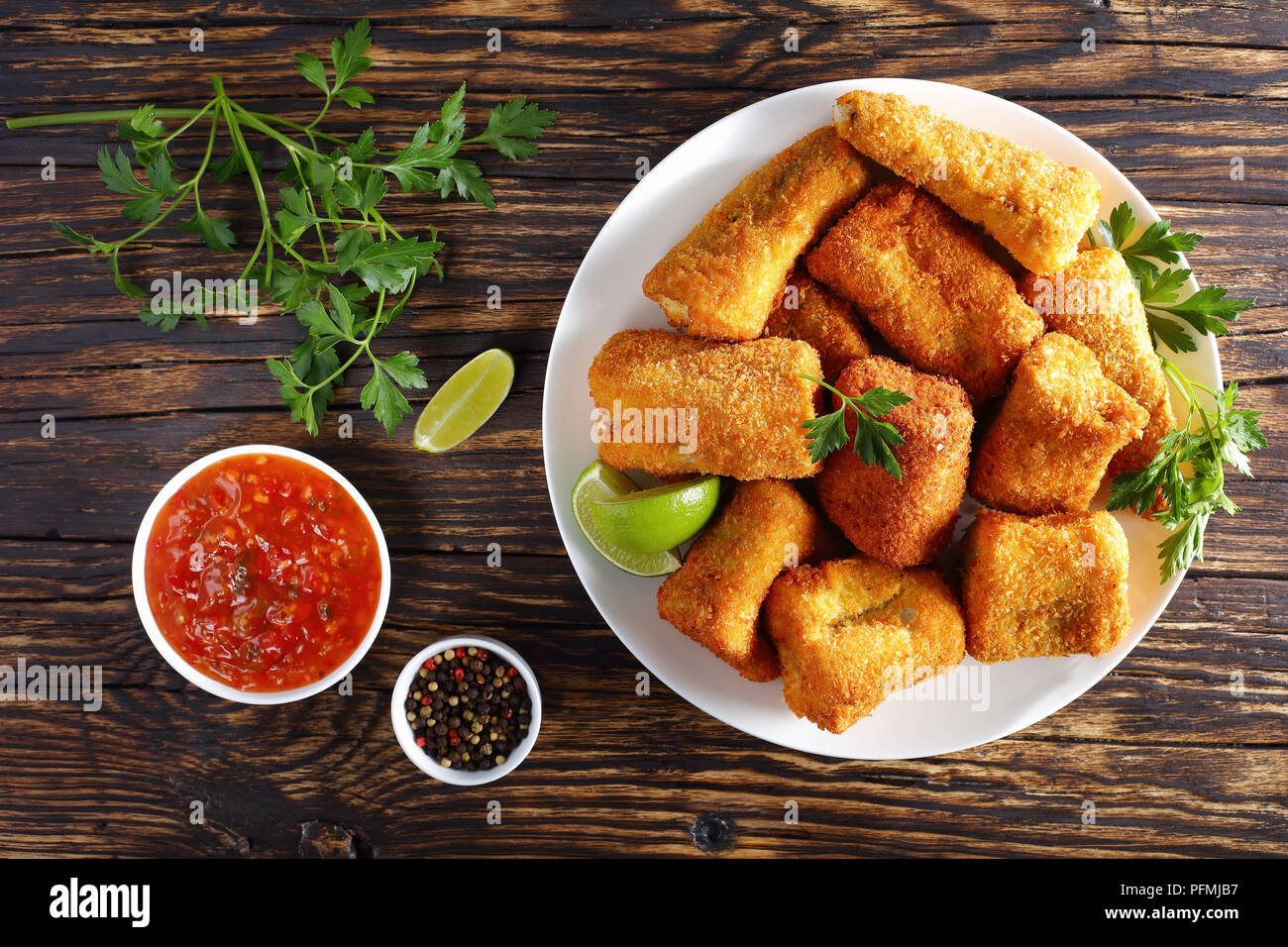 delicious pieces of crispy fried fish coated in batter and coconut