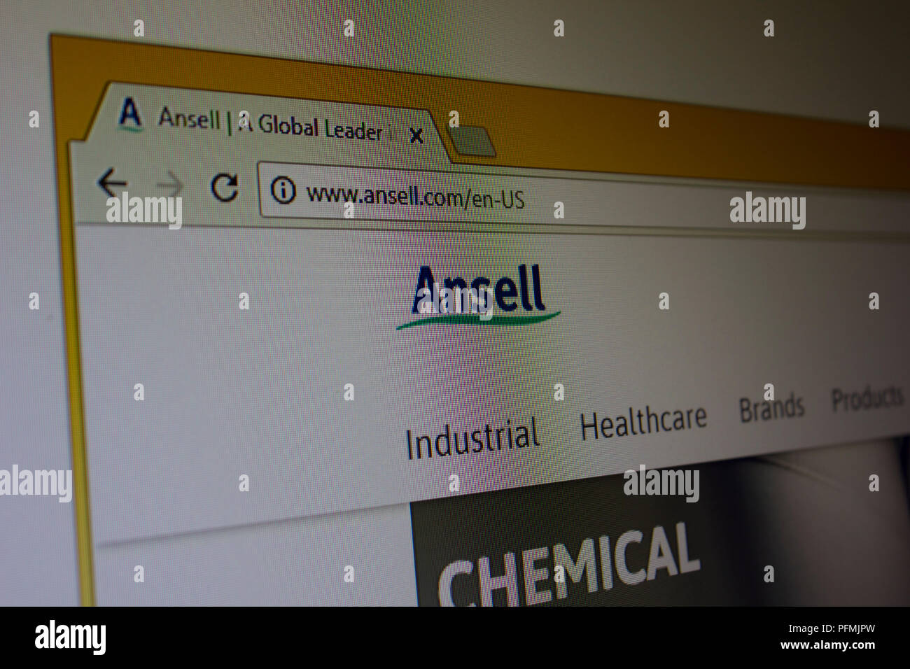 Ansell Website homepage Stock Photo - Alamy