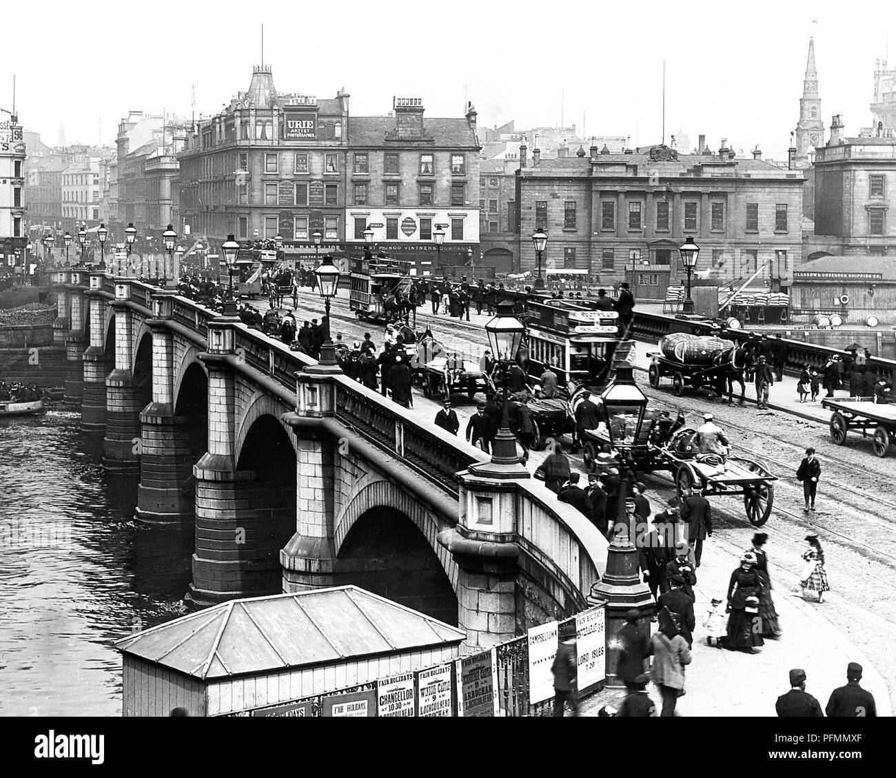 Broomielaw Bridge, Glasgow, Victorian period Stock Photo