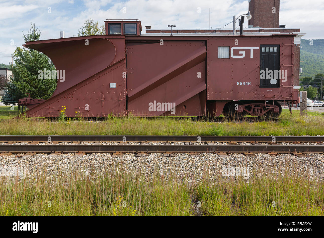 A 1951 Russell snow plow on display at the Grand Trunk Railroad Museum