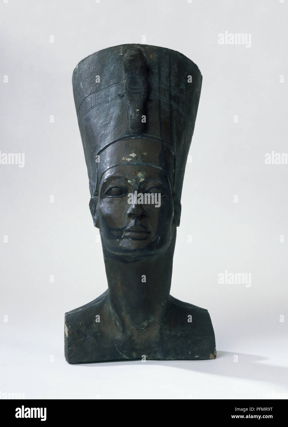 Wooden bust of Nefertiti, front view Stock Photo