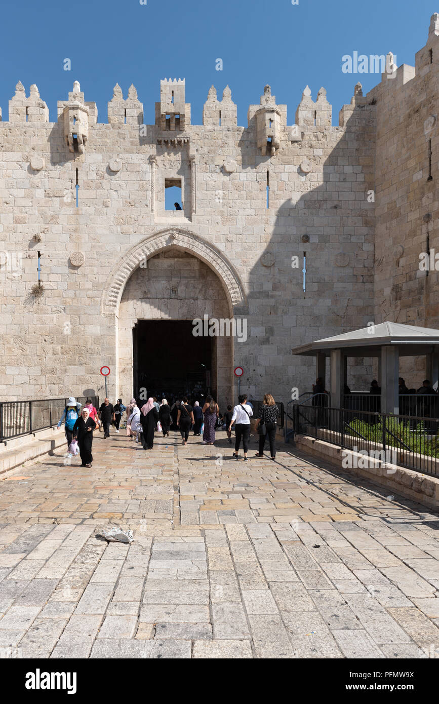 Israel, Jerusalem 16 August 2018 Damascus gate one of the seven