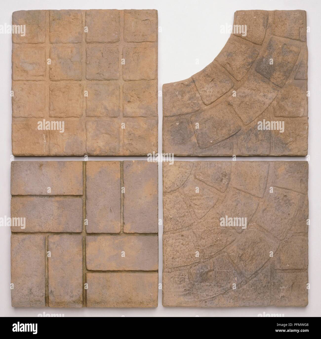 Four types of paving stone Stock Photo Alamy