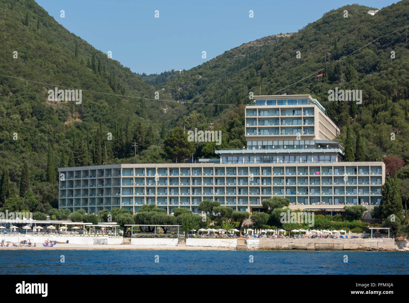 Nissaki beach hotel, Corfu, Greece. Stock Photo
