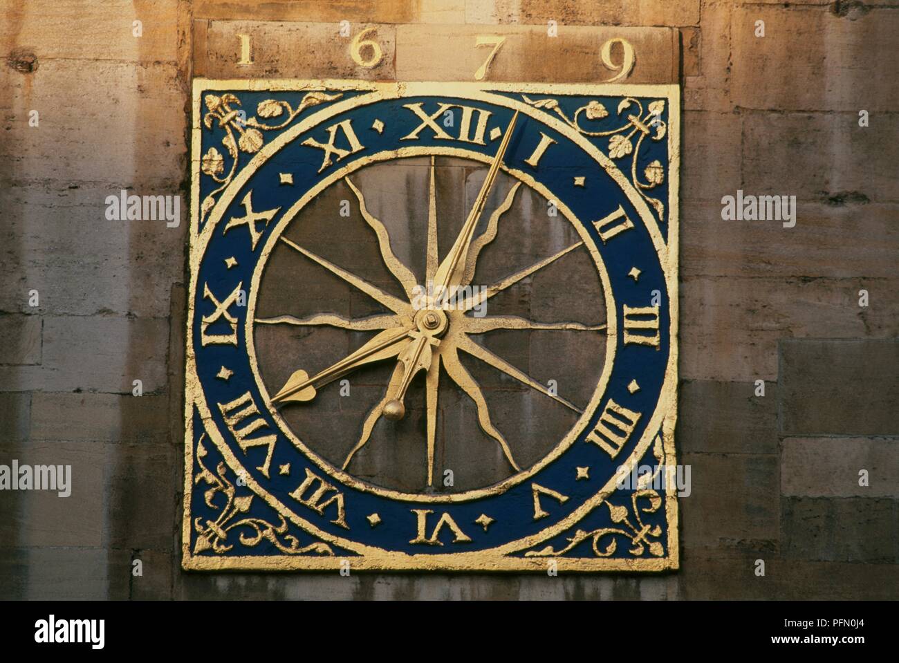 England, University of Cambridge, clock on tower of Great St Mary's Church Stock Photo