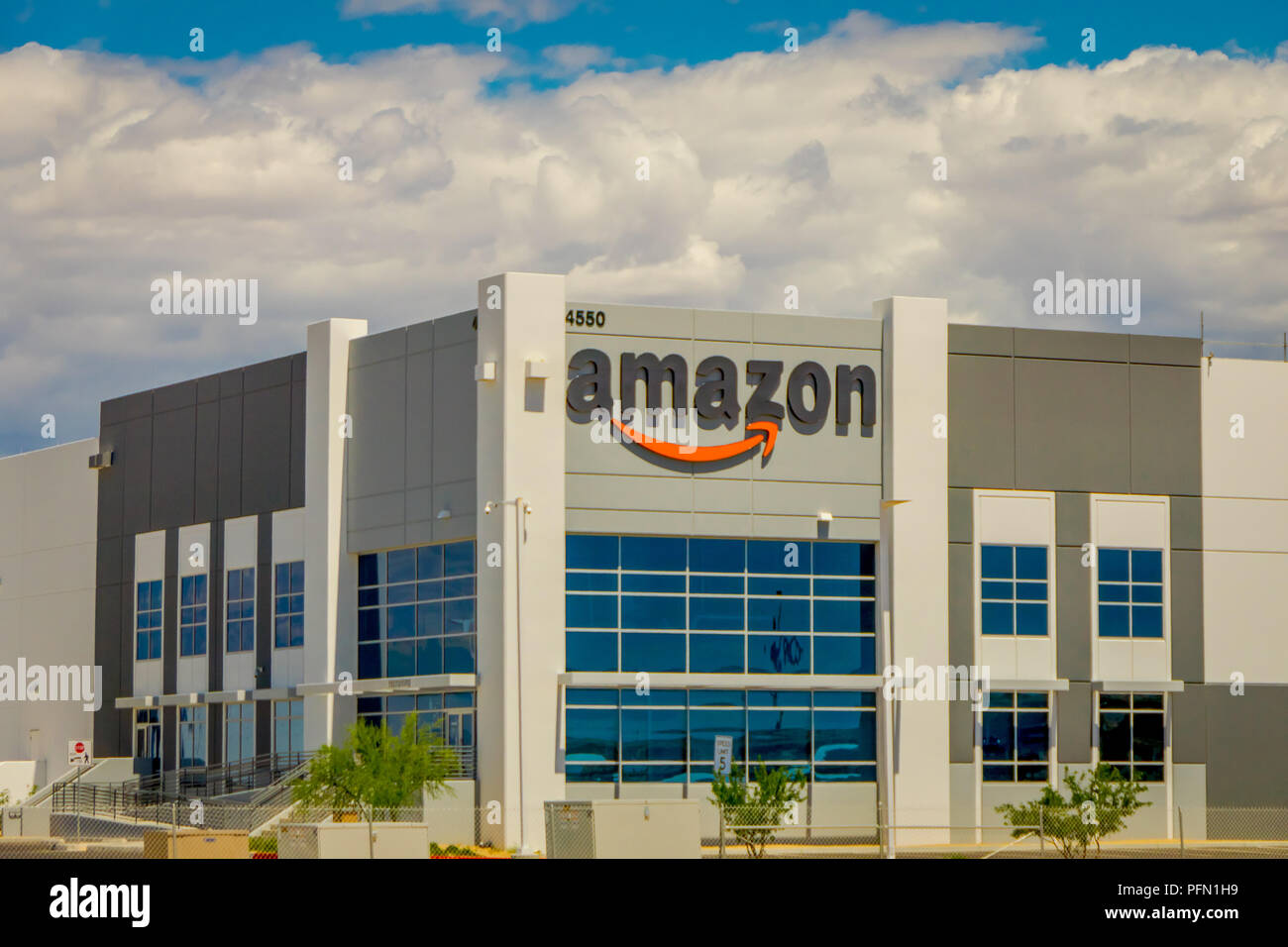 Las Vegas, NV, USA, June 15, 2018: Outdoor view of Amazon building Fulfillment Center. Amazon is the Largest Internet-Based Retailer in the United States Stock Photo