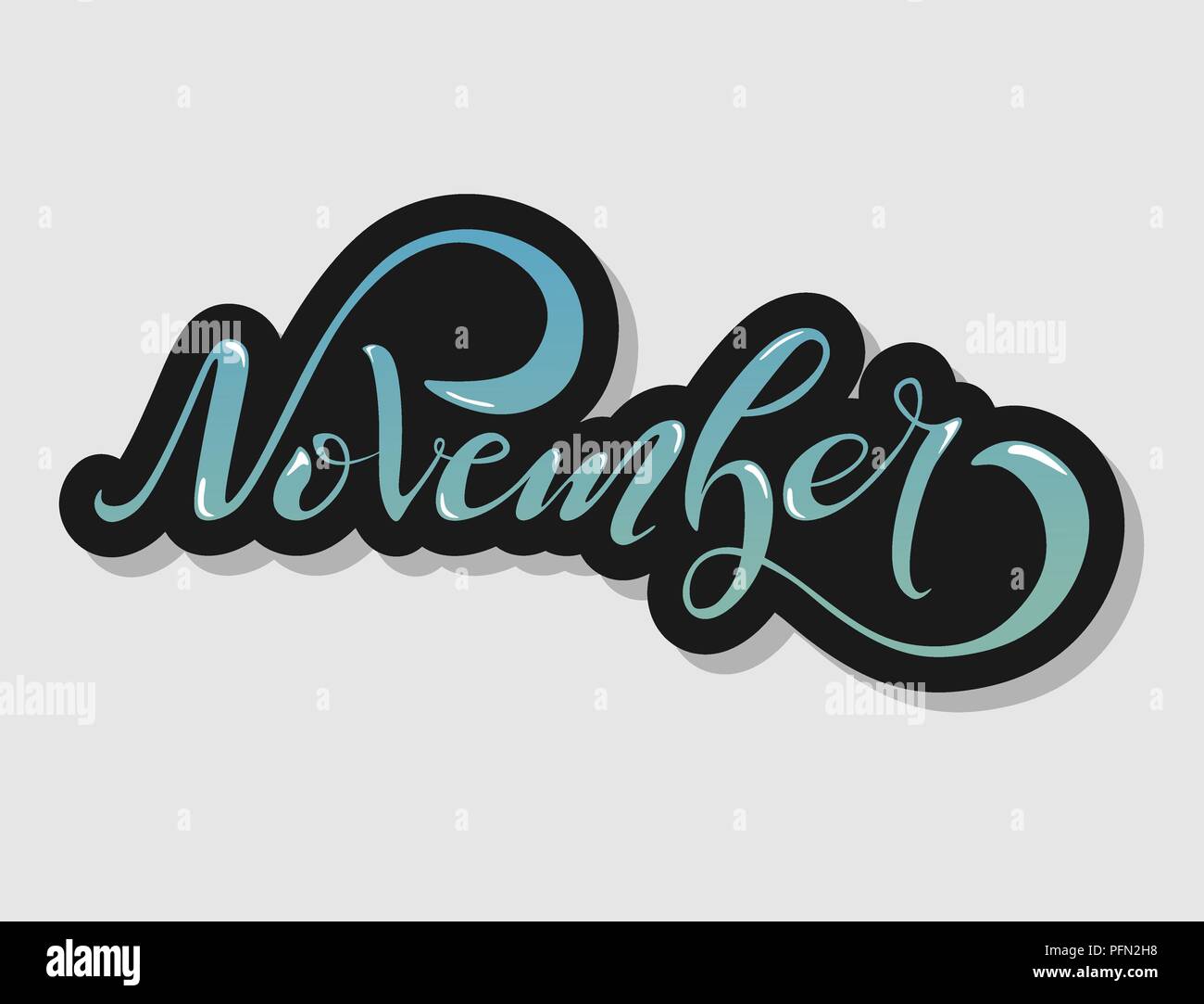 hand lettering november sign new year month logo ombre lettering
