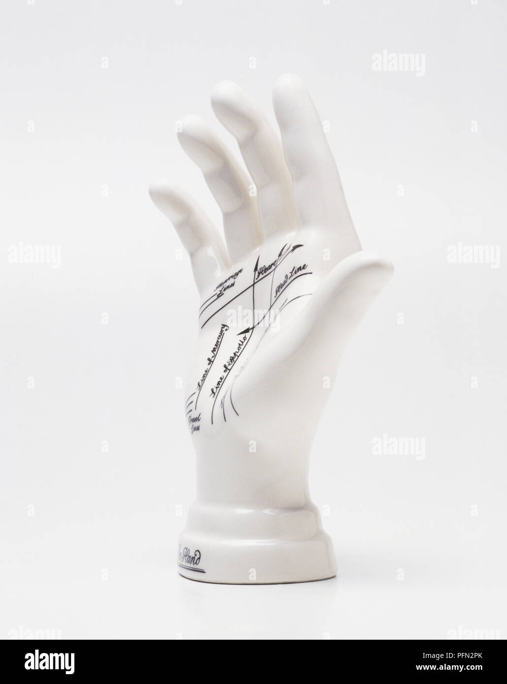 Alabaster hand showing palmistry lines Stock Photo