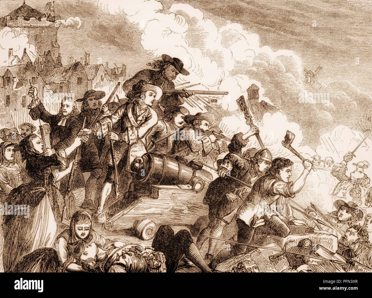 The Siege of Derry, Williamite War in Ireland, 17th century, From British Battles on Land and Sea, by James Grant Stock Photo