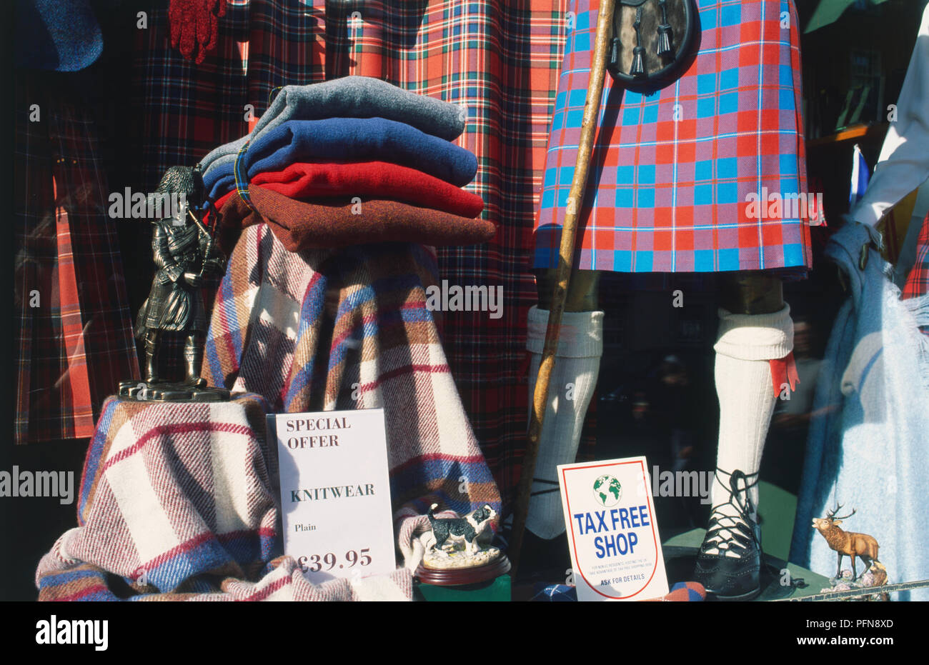 Scotland, The Lothians, Edinburgh, shop displaying traditional Scottish