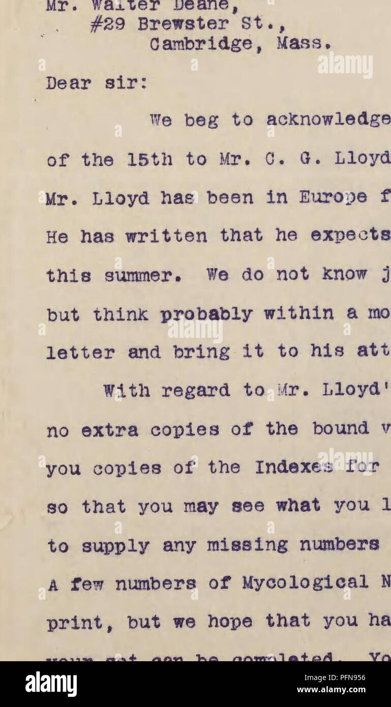 Curtis Gates Lloyd Letters To Walter Deane 18 1917 Inclusive Correspondence Lloyd C G Curtis Gates 1859 1926 Deane Walter 1848 1930 Botanists The Lloyd Library B C In 1 5ijj Silttijji Htbrartt Anil Mmnxm This