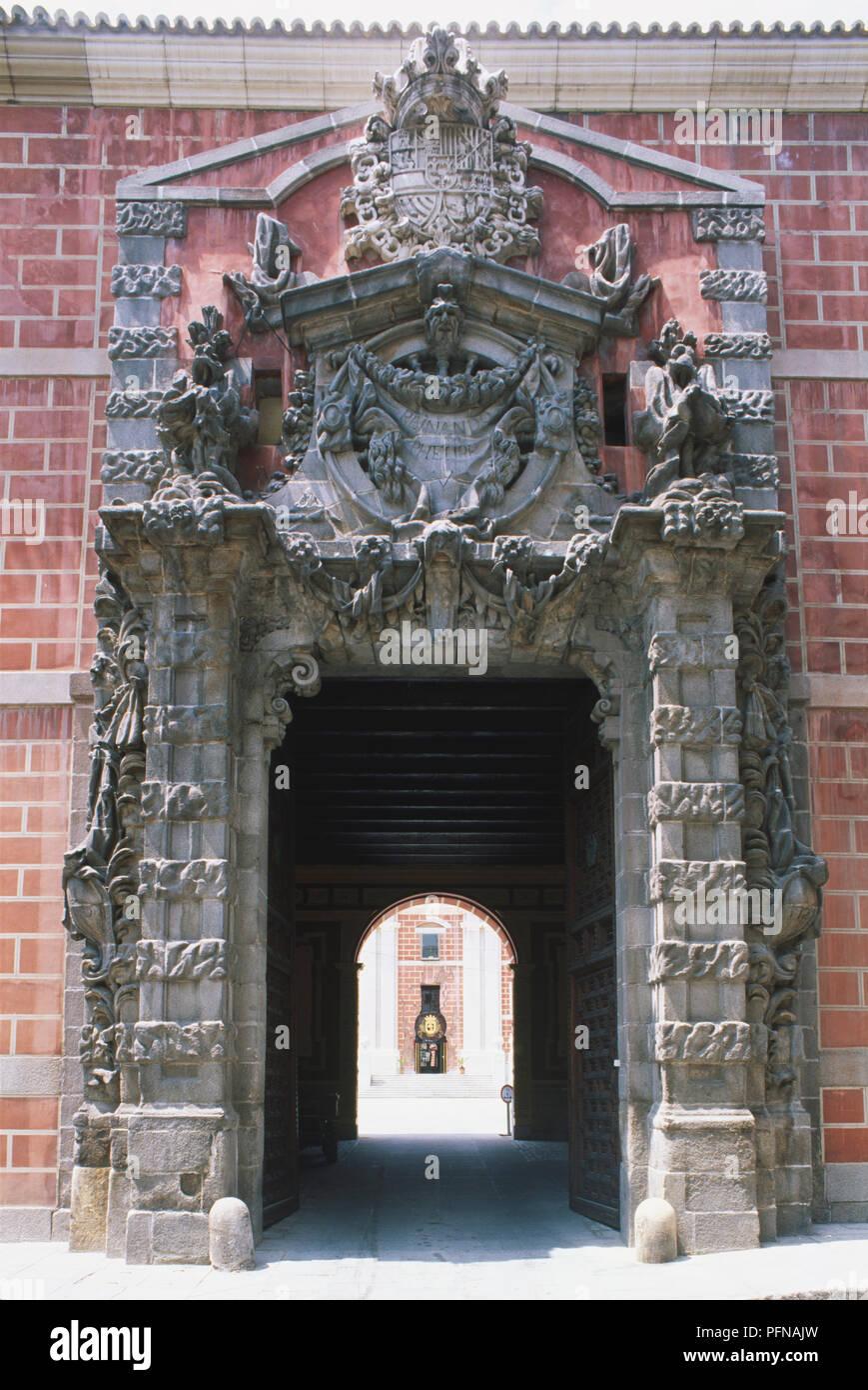 Spain, Madrid, Ribera's sculptured door at the Cuartel del Conde Duque