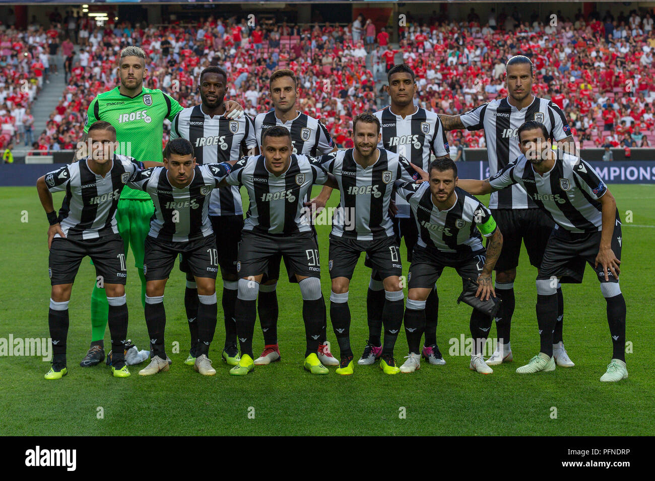 Lisbon, Portugal. August 21, 2018. PAOK starting team for the game of the 1st leg of the Playoffs of the UEFA Champions League, SL Benfica vs PAOK © Alexandre de Sousa/Alamy Live News Stock Photo