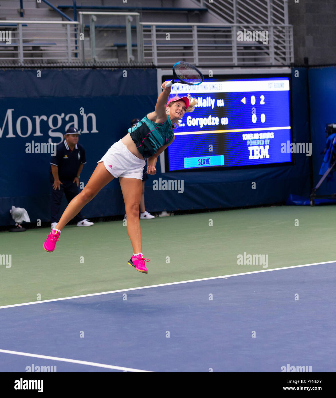 New York, NY - August 21, 2018: Catherine McNally of USA serves during qualifying day 1 against Ekaterine Gorgodze of Georgia at US Open Tennis championship at USTA Billie Jean King National Tennis Center Credit: lev radin/Alamy Live News Stock Photo