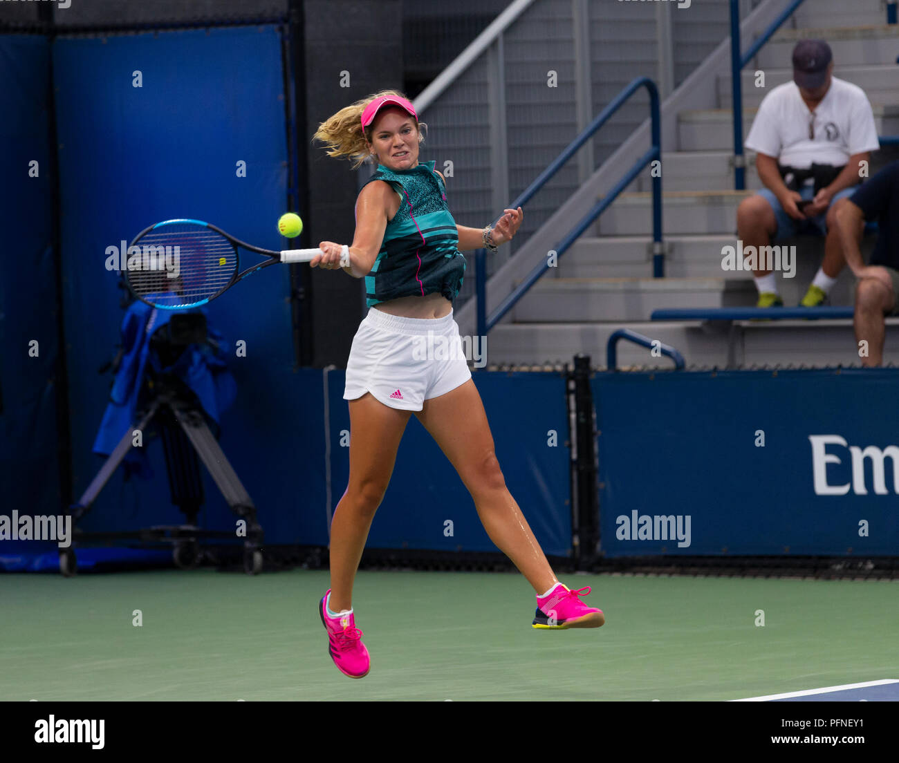 New York, NY - August 21, 2018: Catherine McNally of USA retruns ball during qualifying day 1 against Ekaterine Gorgodze of Georgia at US Open Tennis championship at USTA Billie Jean King National Tennis Center Credit: lev radin/Alamy Live News Stock Photo