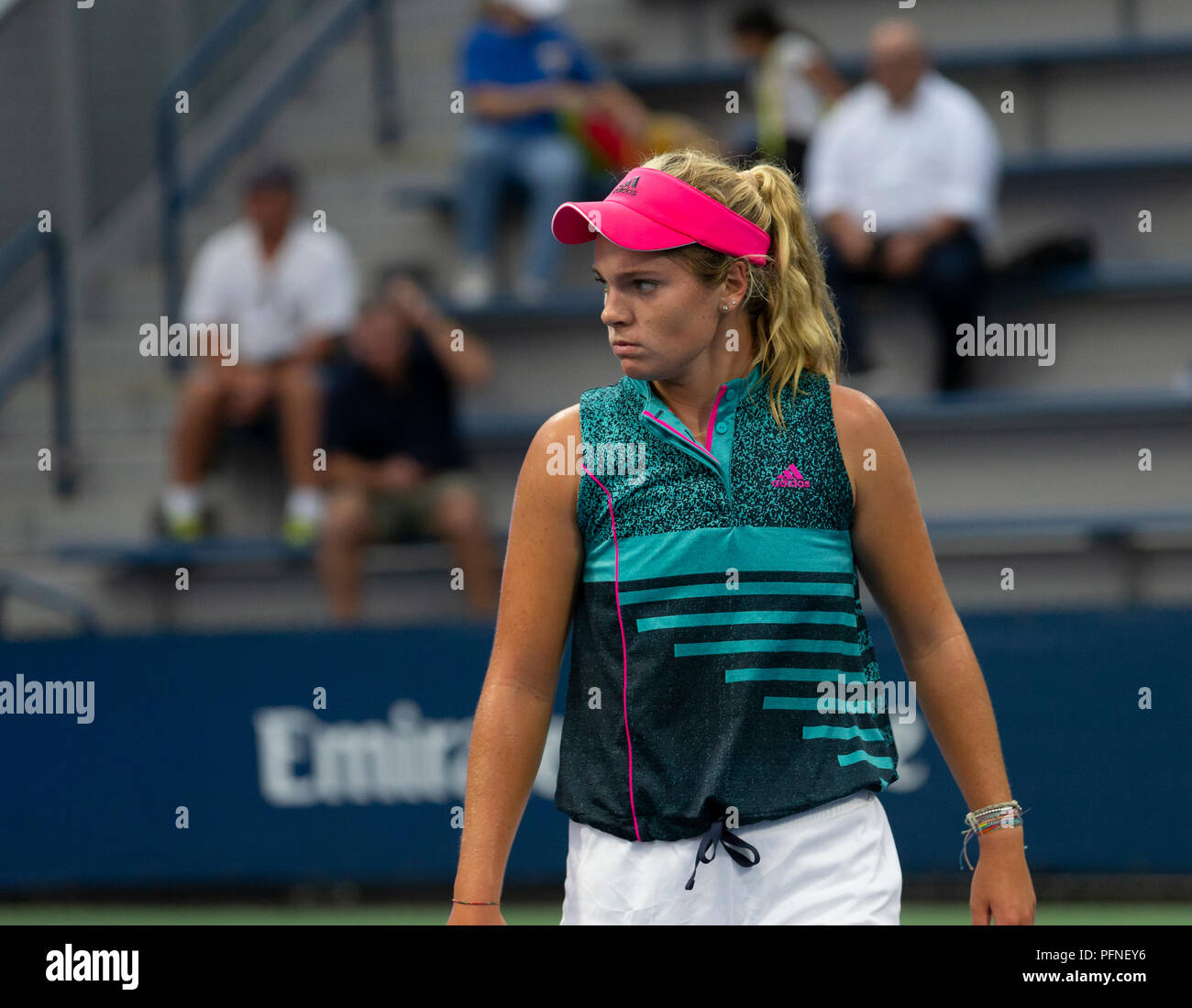 New York, NY - August 21, 2018: Catherine McNally of USA reacts during qualifying day 1 against Ekaterine Gorgodze of Georgia at US Open Tennis championship at USTA Billie Jean King National Tennis Center Credit: lev radin/Alamy Live News Stock Photo