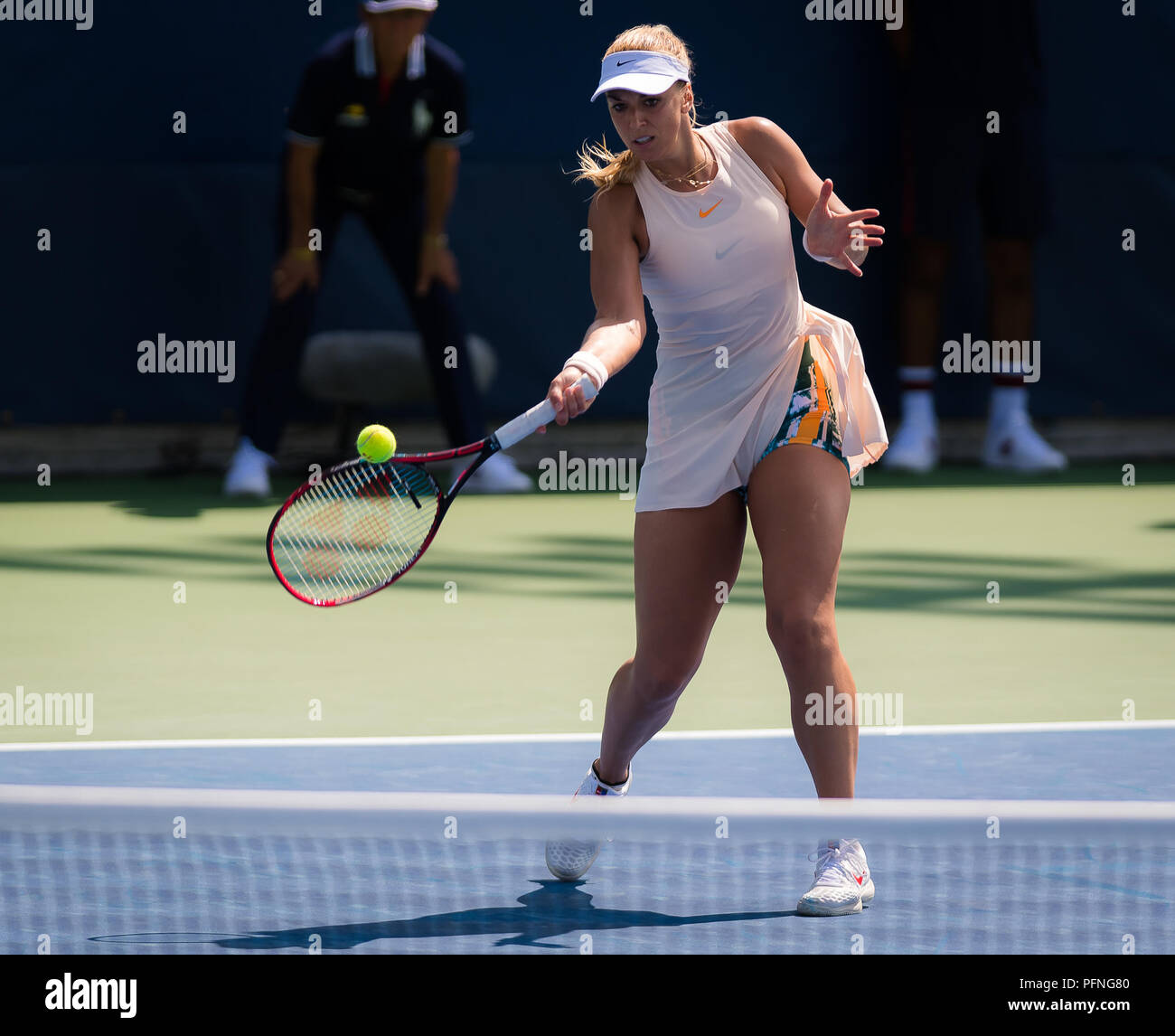 New York, USA. 21st Aug, 2018. Sabine Lisicki of Germany in action during  the first qualification round at the 2018 US Open Grand Slam tennis  tournament. New York, USA. August 21th 2018.