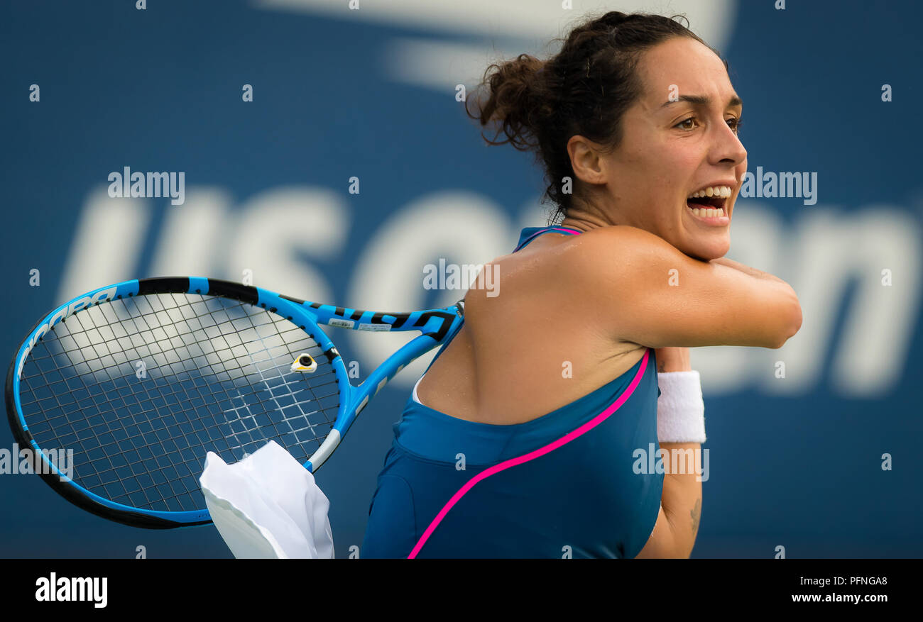 New York, USA. 21st Aug, 2018. Martina Trevisan of Italy in action during the first qualification round at the 2018 US Open Grand Slam tennis tournament. New York, USA. August 21th 2018. 21st Aug, 2018. Credit: AFP7/ZUMA Wire/Alamy Live News Stock Photo