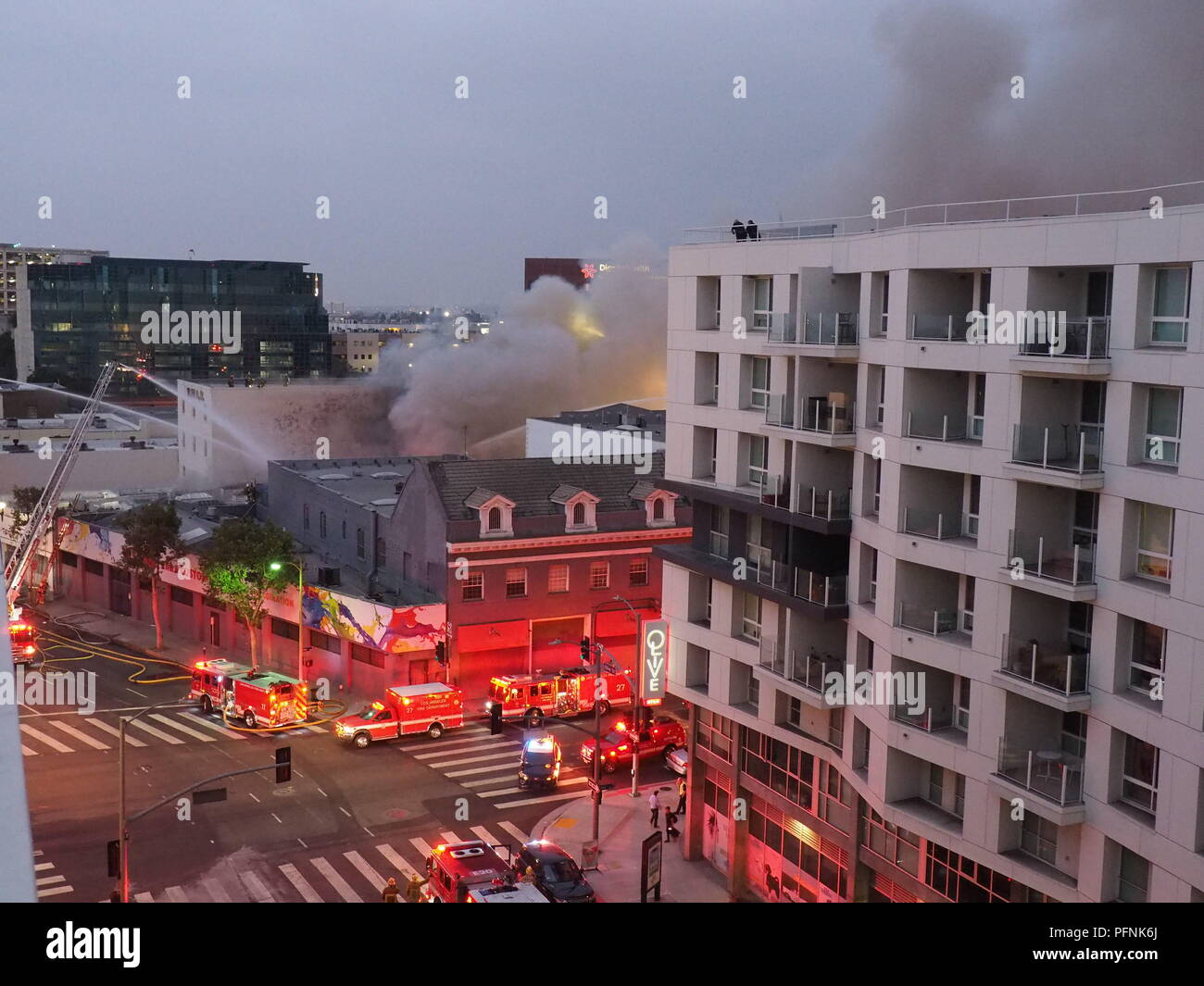 Los Angeles, CA, USA 22nd August 2018, Building Fire happening at 1316