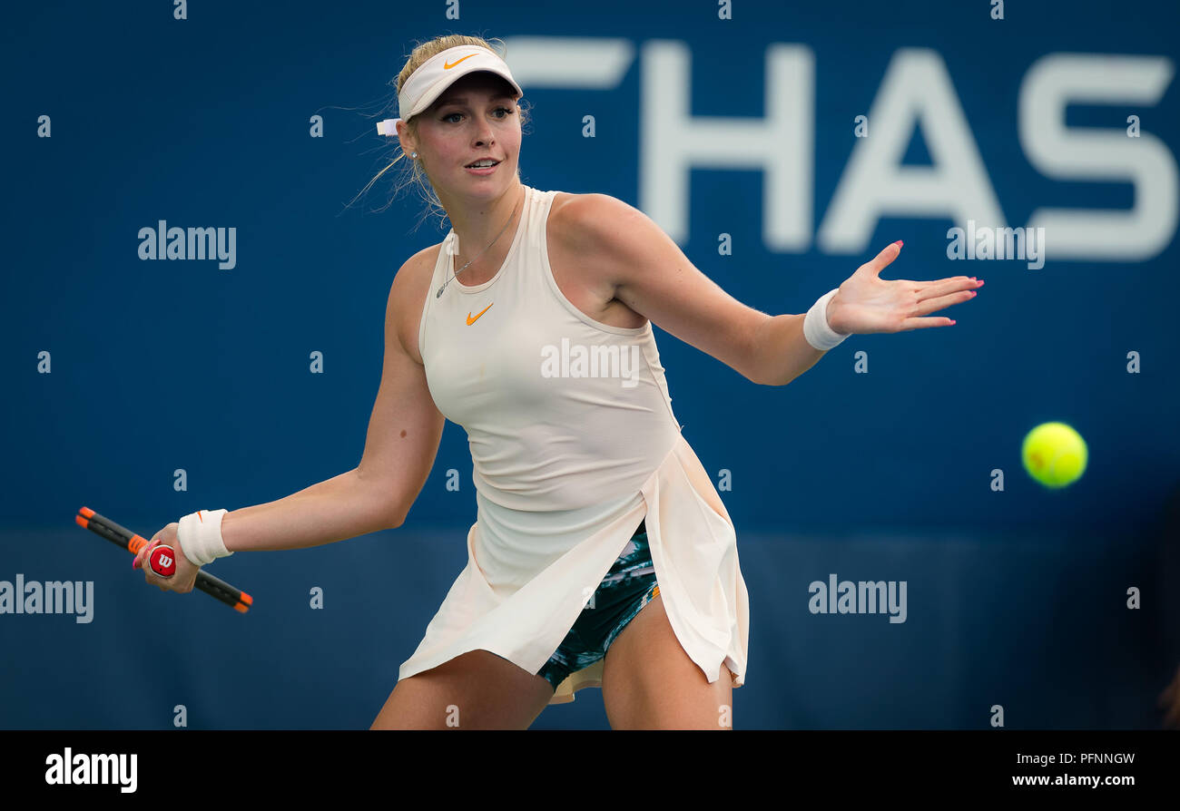 Fanny Stollar of Hungary in action during the first qualification round at  the 2018 US Open Grand Slam tennis tournament. New York, USA. August 22th  2018. 22nd Aug, 2018. Credit: AFP7/ZUMA Wire/Alamy